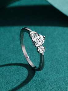 1pc 925 Sterling Silver Clear Zirconia Finger Rings For Women Wedding Engagement Fine Female Jewelry - Silver - View 5