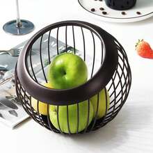 Cesta de hierro para almacenamiento de frutas, escurridor, recipientes para huevos y verduras, cesta nórdica para aperitivos, dulces y frutas, organizador de almacenamiento para el hogar y la cocina. - Blanco - Ver 6