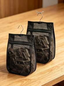 1/2/4/5pcs Outdoor Mesh Laundry Bag With Zipper Large Opening Design, Extra Large Capacity Storage Bag With Hook For Home Organization, Durable Hanging Laundry Organizer Bags - Multicolor - View 2