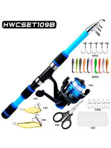 Telescopic Carbon Fiber Fishing Rod And Spinning Reel Set, Complete Portable Lightweight Fishing Tackle Kit With Fishing Line, Hooks And Bait, Suitable For Beginners Freshwater And Saltwater Outdoor Fishing - Multicolor - View 18