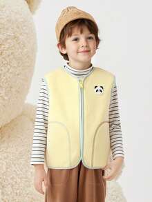 Balabala Kids Cozy Fleece Vest Warm Lightweight Layer For Boys And Girls - Yellow-green Hue - View 1