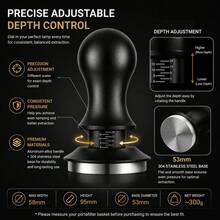 51/53.3/58mm Espresso Tamper And All-In-One Espresso Coffee Kit, Depth-Adjustable Coffee Tamper For Espresso Machine, Distributor WTD Tool Magnetic Dosing Funnel Puck Screen Cleaning Brush And Tamping Station, Ideal Coffee Accessories Set - Black - View 14