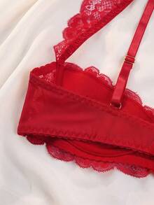 1pc Sexy Underwire Half Cup Bra - Red - View 7