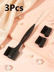 2/3 Pcs Professional Dual-Ended Edge Control Brush & Steel Pin Tail Comb, 2-In-1 Eyebrow Brush Hair Styling Tool, Precision Sectioning For Braiding, Portable For Home Salon Travel On-The-Go Touch Ups - Multicolor - View 13