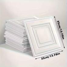 40pcs 3D Textured Wall Stickers 35cm Square Self-Adhesive Wallpaper, Waterproof & Stain-Resistant, Suitable For Ceiling, Living Room, Bedroom, Balcony, Kitchen, Dining Room Background Wall, Decorative & Easy To Use - Small Grid - View 4