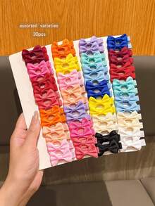 30pcs Random Color Hair Bows Daily Decorative Hair Clips - Multicolor - View 5