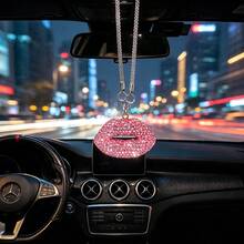 Exquisite Sparkling Car Interior Hanging Ornament Dudu Full Rhinestone Lips Rearview Mirror Elegant Pendant High-End Car Fashion Hanging Decoration Gift - Lips Car Hanging Ornament - View 11