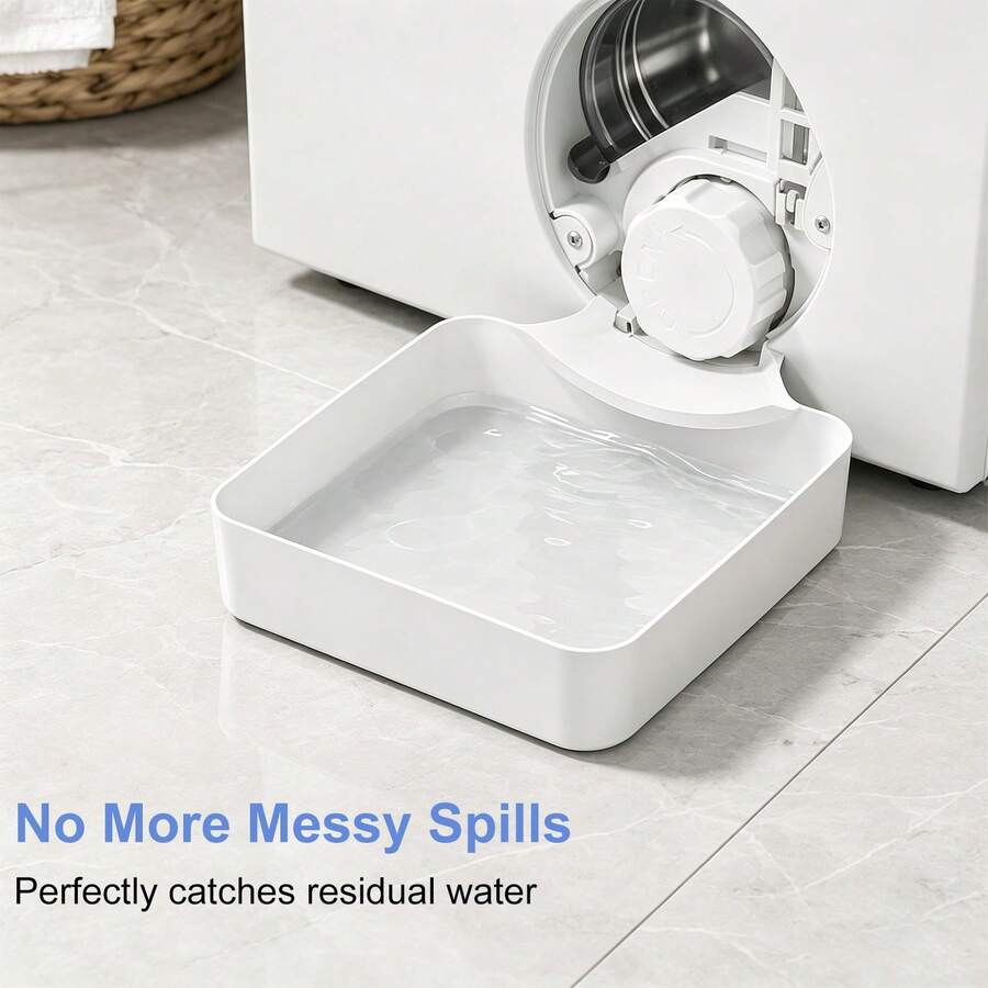 Washing Machine Drain Pan Set | Effectively Prevents Leaks And Overflows, Designed Specifically For Washing Machines | White, Minimalist, Easy To Clean Laundry Accessory | Please Check If Your Washing Machine Is Compatible Before Purchasing
