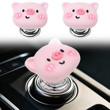 Indoor Decor Accessory, Elegant Flower-Shaped Button, Car Key Protective Cover, Cute Design, Car Engine Start/Stop Control Lever Protective Cover, Universal One-Touch Ignition Start Cover, Protects Nails - Piggy Starter Decoration - View 4