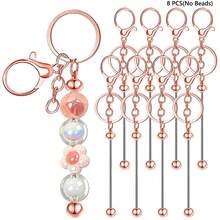 8pcs DIY Beaded Keychain Making Materials, Blank Metal Keychain Bars, Suitable For Making Beaded Keychains, Unisex, Ideal Choice For Holiday Or Birthday Gifts. - Chain Bead Clasp - View 11