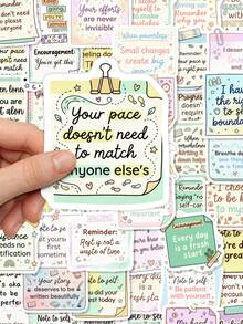 50Pcs Motivational Quote Stickers, Positive Inspirational Text Waterproof Vinyl Decals, Decor Stickers For Water Bottles, Laptops, Luggage, Teen Back To School Stationery - 50Pcs - View 2