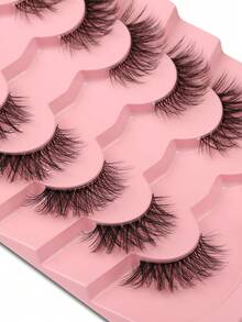 Himirell 7 Pairs Cat Eye Criss-Cross Clear Stem Short Natural Half Lashes, Elongating Outer Eye Corner - Black - View 6