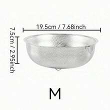 1/3件組不鏽鋼多用途廚房單柄濾水籃，多功能水果蔬菜瀝水器，食物濾網瀝水籃，實用居家廚具配件，可用於有效沖洗米飯、蔬菜與穀物，適合居家廚房水果蔬菜清洗與存放 - 多種尺寸 - 查看 10