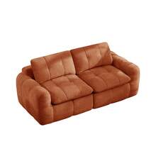 2-Seater Modular Sofa, Square Tufted, 32D High-Density Foam, Chenille, Deep Seat, Minimalist, No Assembly Required, For Apartment, Living Room And Bedroom, Orange - Burnt Orange - View 11