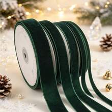 Pita Berbulu Halus untuk Natal, Cocok untuk Dekorasi Pohon Natal, Pajangan Jendela Natal, Dekorasi Karangan Bunga Natal, Pita Satin Berbulu Halus (Tersedia Berbagai Ukuran) 3/4 Inci * 10 Yard, Dengan Gulungan Kertas untuk Memudahkan Penyimpanan - Hijau tua ukuran 10 - View 1