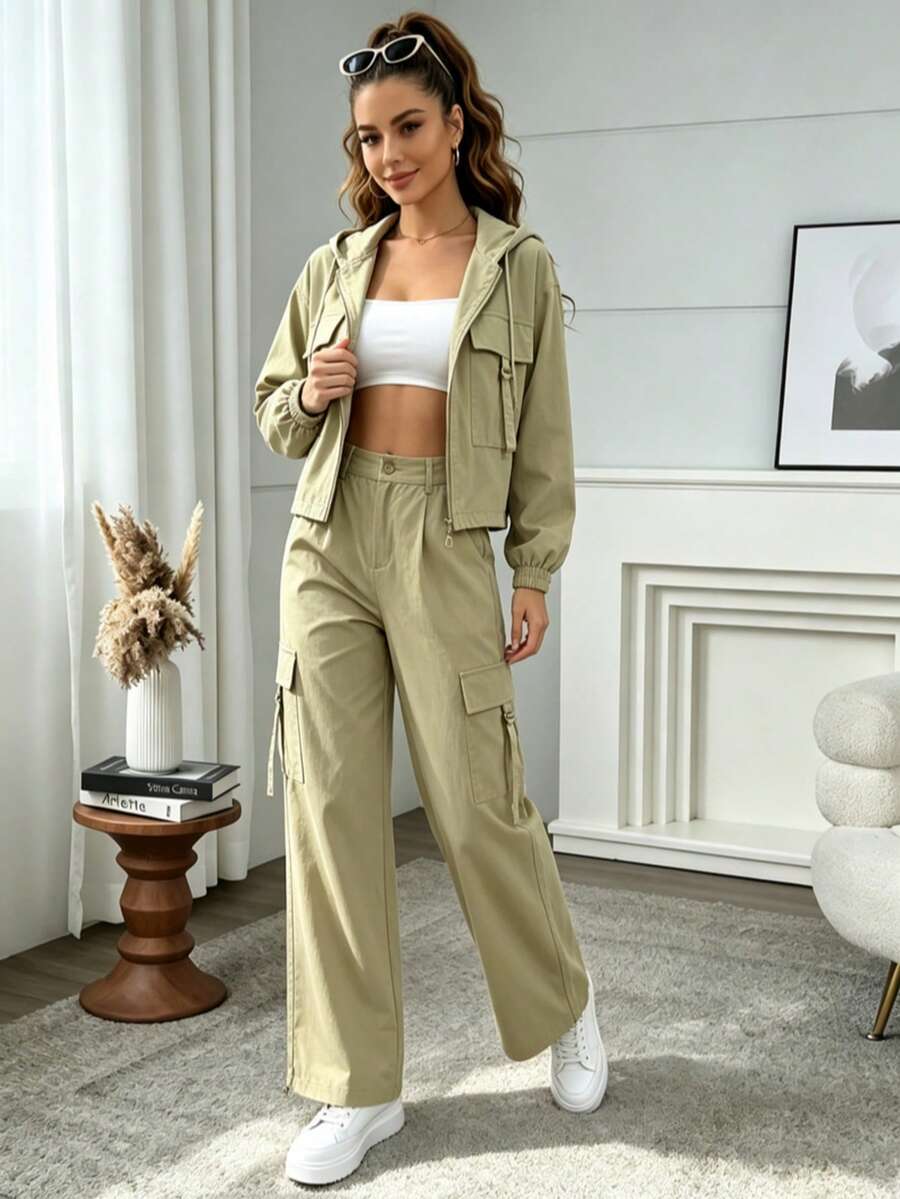 Women Two-Piece Outfits - Apricot - View 1