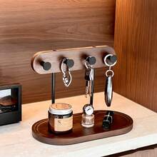 Desktop Key Holder With Tray, 20.32cm High Small Tabletop Storage Rack, 3-In-1 Multifunctional Desktop Organizer, Suitable For Keys, Fashion Glasses, Watches, Mail, Letters, Non-Food Contact Decorative Rack, Suitable For Entryway, Bedroom, Bathroom, Office Desktop Use - Multicolor - View 6