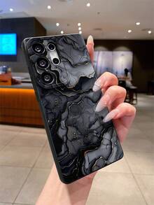 Black Marble Ink Style Painted Pattern Phone Case, Suitable For IPhone 17 Pro Max, 16 Plus, 15 Pro Max, 14 Pro, 13, 12, 11 And Other Apple Models, Liquid Silicone Anti-Scratch Anti-Shock Anti-Fingerprint Durable Phone Case, Fashion Art Aesthetic Creative Neutral Full Protection Case For Women - Multicolor - View 3