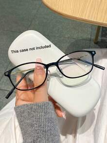 1pc Narrow Frame Small Frame Women's Clear Lens Decorative Glasses, Transparent PC Lenses, Suitable For Daily Wear, Office Commute, Computer, Phone And Reading Use - Back Gold - View 3