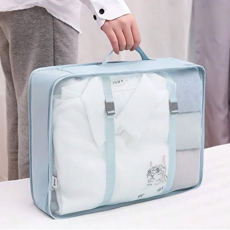 1pc Visible Mesh Top Travel Storage Bag, Thickened Nylon Fabric + Mesh Top Design, Clothes & Luggage Organized And Easy To Find, Quick Access Without Clutter, Essential For Business Trips And Vacations