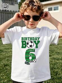 Cotton Short-Sleeve T-Shirts For Boys For Summer And Autumn, Printed With Fun Graphics, Casual Sporty Collegiate Style - White - View 1