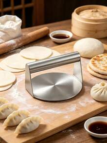 Stainless Steel Burger Press, Round Heavy‑Duty Hamburger Smasher, Non‑Stick Meat Smasher Tool For Making Smash Burgers, Patty, Grill & Flat Top Cooking - Silver - View 9