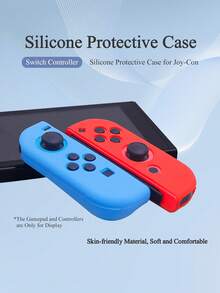 Compatible With Switch And Switch OLED, 2pcs Controller Protective Covers + 4pcs Joystick Caps + 1pc Anti-Drop Storage Bag Set, Anti-Drop, Anti-Explosion, Anti-Slip, Anti-Scratch, Anti-Sweat, Enhances Gaming Operation Feel And Experience - 2pcs Protective Case + 4pcs Thumb Grips + Storage Bag - View 6