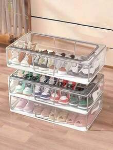 1 Rectangular Shoe Box, Made Of Transparent PVC Material, Not Waterproof, Multi-Functional Storage, Steel Frame Support, With Two Removable Windows, Suitable For Sports Shoes And High Heels, Can Be Placed Under The Bed, - Multicolor - View 5