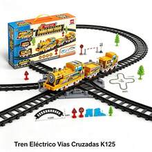 Set de Tren Eléctrico 2 en 1 para Armar, Juguete para Niños de 4 a 8 Años, Set de Vías de Tren y Coche, Puente con Luces y Sonido, Accesorios de Señales de Tráfico, Set de Juego para Niños, Regalos de Cumpleaños para Niños de 3, 4, 5, 6, 7, 8 Años - 1 - Ver 2