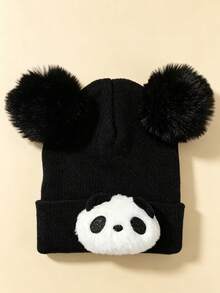 Cute Panda Knitted Hat, Double Pom-Pom Design, Suitable For Toddlers, Soft And Warm, Suitable For Daily Wear, Outdoor Walks And Home Sleep - Multicolor - View 20