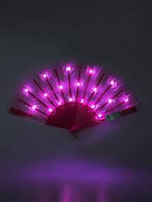 1个带LED灯的嘉年华折叠扇，大型手持扇，带彩色灯光（含电池），派对礼物，母亲节，世界杯，表演，婚礼，生日，家居装饰，夜店，荧光派对用品，日式拍扇，音乐节，嘉年华，游乐设备，圣诞节，万圣节派对，秋季装饰，角色扮演，发光 - 發光扇子 - 查看 22