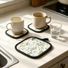 Christmas Home Decor 1pc Plant Flower Butterfly Pattern Pot Holder, Heat-Resistant Anti-Scald Trivet, Multi-Functional Table Mat For Cooking Baking Holiday Kitchen Decoration, Christmas Home Decor, Christmas Decorations, Christmas , Wedding, Christmas, Autumn Decor, Indoor Christmas Decor - Multicolor - View 6