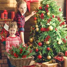 20pcs Mixed Pine Needle & Red Berry Artificial Plants, Realistic Faux Greenery, Suitable For Christmas Wreaths, Room Decor, Bedroom Decor, Christmas Home Decor, Fireplace Mantel Tabletop Centerpiece, Wedding Handmade Floral Arrangement, Durable Non-Fading, Bendable Stems - Style A - View 3