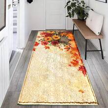 1pc Autumn Series Floral Basket Sunflower Chrysanthemum Pumpkin Pattern Printed Faux Cashmere Surface TPR Bottom Doormat, Bathroom Mat, Kitchen Mat, Laundry Room Mat, Holiday Atmosphere Decor, Home Decor, Party Decor, Wedding Decor, Dining Room Decor - Multicolor - View 7