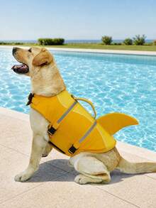 Shark Dog Life Jacket High Buoyancy Swimming Pet Vest With Handle Suitable For Small And Medium Dogs - Yellow - View 2
