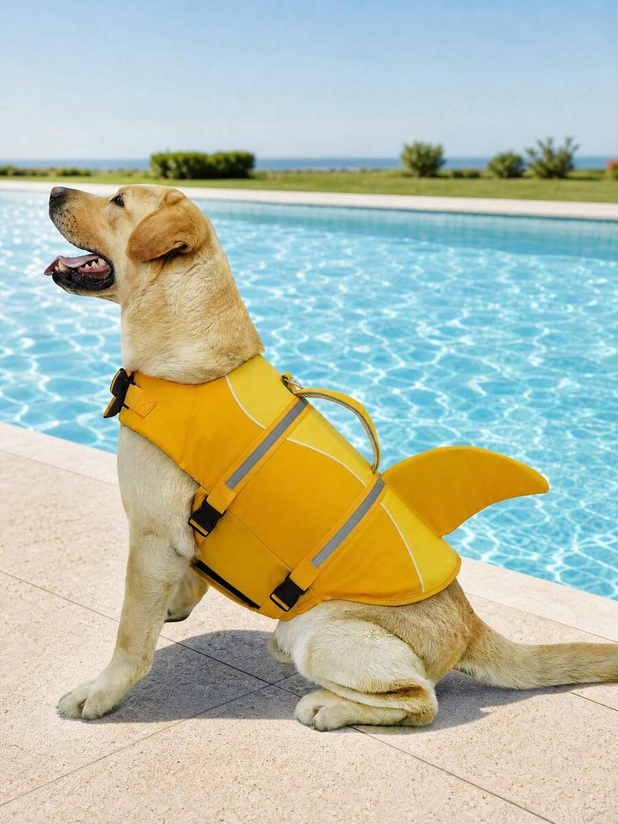 Shark Dog Life Jacket High Buoyancy Swimming Pet Vest With Handle Suitable For Small And Medium Dogs
