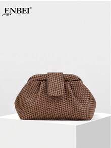 ENBEI Elegant Woven Clutch - Large Capacity Makeup Bag, Autumn Brown Clutch, Elegant Women's Beach Bag Clutch, Fashion Evening Bag. Suitable For Daily Shopping, Commuting, Dating, Evening Party, Party Outfit, Ball Bag, Ball Accessories, Wedding Supplies, Elegant Women's Wallet, Women's Gift - Multicolor - View 11