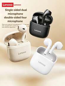 Lenovo EA166 蓝牙 5.4 耳机：高品质音效、智能通话降噪、IPX5 防水防汗、超低延迟 - 月岩白 - 查看 3