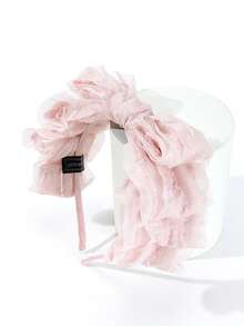 1pc Mesh Pleated Triple Layer Bow Headband, Elegant Elegant Bow Hair Accessory, Versatile For Daily/Date/Commute - Multicolor - View 4