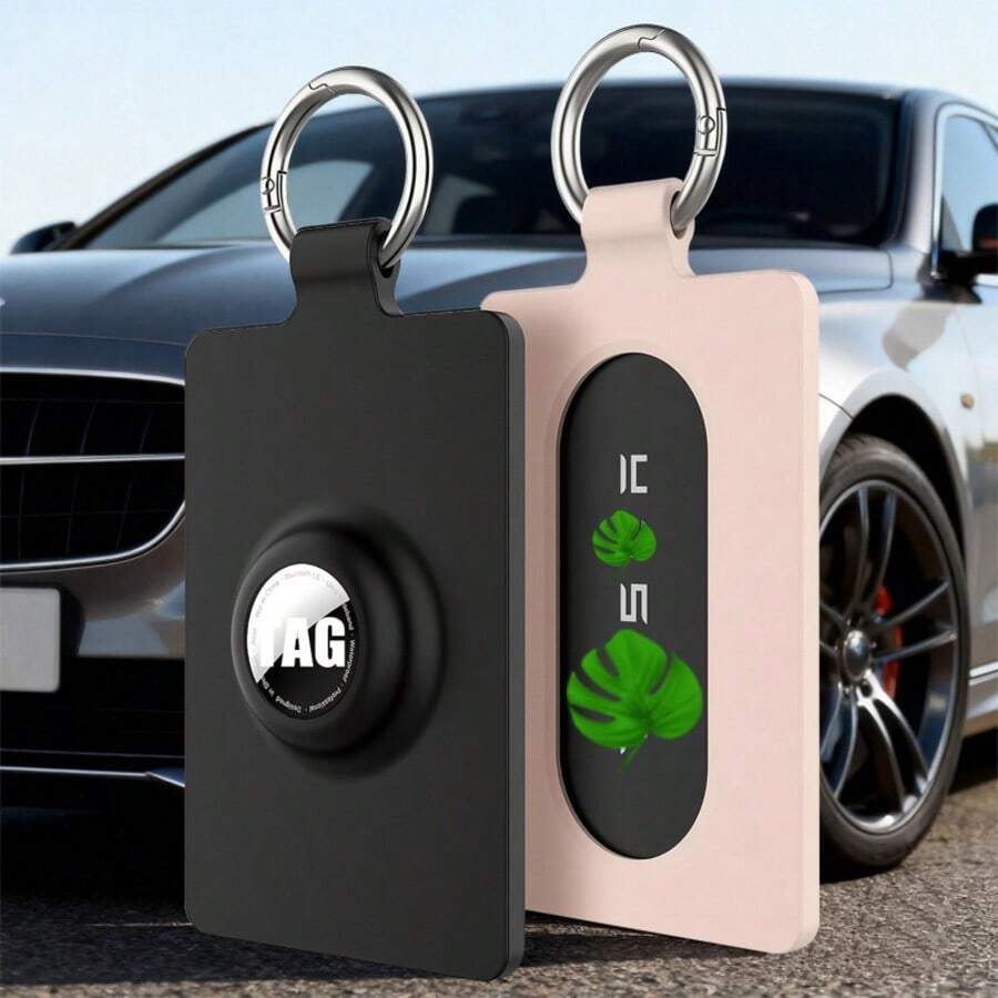 2 Packs Card Holder With Slot Compatible With AirTag, Soft Silicone Key Card Protective Case For Y S X Cybertruck, With Keychain For Card Storage - View 1