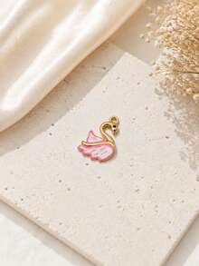 1/5pcs Cute Swan Pendant Colorful Enamel Animal Charm Gold Plated Stainless Steel DIY Necklace Bracelet Jewelry Making Accessories Suitable For Daily Wear - Multicolor - View 7