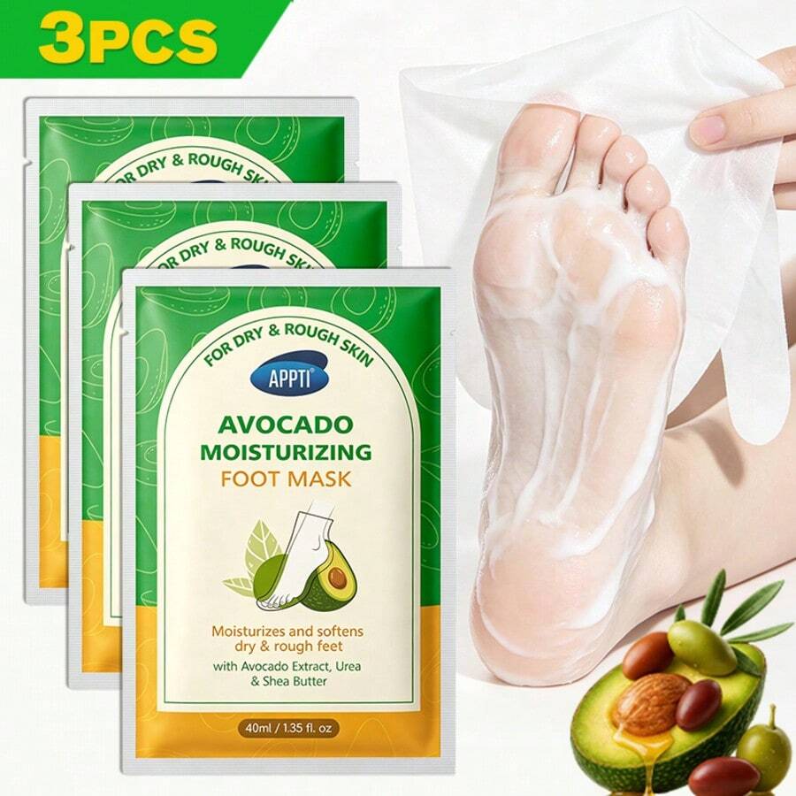 3 buah Masker Perawatan Tangan & Kaki Ekstrak Alpukat, Diformulasikan dengan Ekstrak Tumbuhan, Formula Ringan dan Cepat Meresap, Kaus Kaki Perawatan Kaki yang Melembutkan, Menutrisi Kaki untuk Kaki yang Tampak Halus - 3 buah - View 1