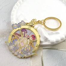 Vintage Rotating Metal Keychain With Hydrangea Enamel Pendant, Exquisite Bag Charm, Anime Gift - Multicolor - View 7