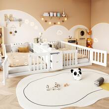 Bed Frame Kids Double White With Shelves And Drawers - Guaranteed - White - View 2