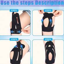 10Pcs/Set Contoured Precut Knee Kinesiology Tape, Stretch Elastic Knee Muscle Joint Support Tape, Breathable Compression Knee Stabilizer For Men Women Daily Sports Fitness Training - Multicolor - View 12