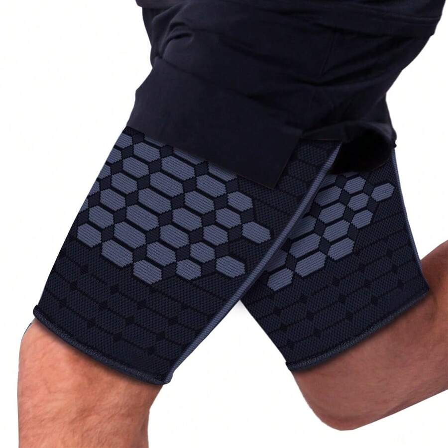 1Pair Thigh Compression Sleeve For Men Women, Hamstring Support Sports Compression Leg Sleeves - Black - View 1