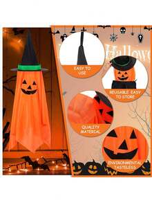 Halloween Hanging Pumpkin Decor - Set Of Hanging Pumpkin And Ghost Decorations, Spooky And Scary Pumpkin Ghost Decor, Suitable For Indoor And Outdoor Hanging Decorations For Garden, Yard, Window, Entrance - View 7