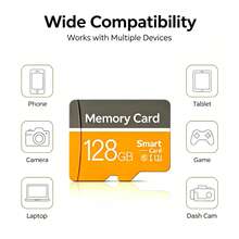 Memory Card,128GB,256GB,64GB, 32GB TF Card For Tablets, Digital Cameras, Cell Phones, Laptops, PCs, Car Stereos, Game Consoles, And Audio Devices - Orange Gray - View 6