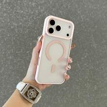 磁吸無線充電保護殼，適用 17 Pro Max 16 15 14 13 12 Mini 11 Plus 16e 17e，壓克力透明後蓋 - 粉色 - 查看 6