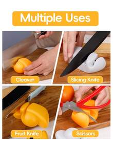 1pc Creative Oval-Shaped Knife Sharpener, Portable Kitchen Quick Blade Sharpening Tool, Equipped With White Corundum Grinding Wheel And Ceramic Rod, For Coarse Grinding And Fine Polishing, Mini Manual Knife Sharpener For Home Kitchen - Multicolor - View 9